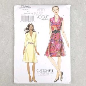 Vogue V8646 Wrap Flared Dress Sewing Pattern Custom Fit Classic Feminine 14-22